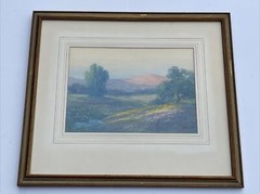 ANTIQUE EARLY CALIFORNIA PAINTING LANDSCAPE DRAWING SIGNED BRYANT 1910’S OLD