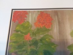 Original RED GERANIUMS Oil Painting Floral Still Life GC