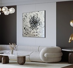 Black and White Painting | Huge Chaotic Strokes Swirling Patterns Zen Canvas Art