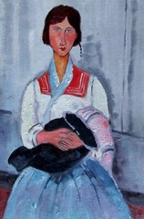 Amedeo Modigliani’s Gypsy Woman Repro, Quality Hand Painted Oil Painting 8x12in