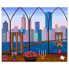 Fanch Ledan Desk Over NY Original Acrylic Painting Canvas Hand Signed New YorK
