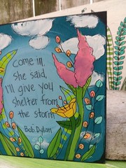 Bob Dylan Lyric Painting 10 x 10″ wood, Shelter From The Storm Song Wall Art