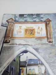 Claude Original Acrylic Painting Signed European Cityscape Romania Art VTG 1999