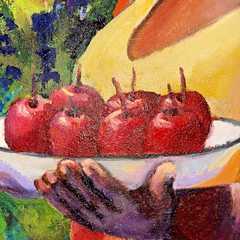 Original Oil Painting 22.5″x17.5″, „Linda Morena“ Afro/Latin, Artist Signed