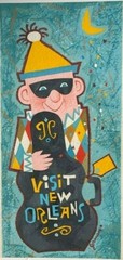 Visit New Orleans Illustration Art Casein Painting-1970s-William Gorman