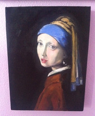 After Vermeer Oil Painting Original Handmade 9 x 12 Emily Dressed as Girl…
