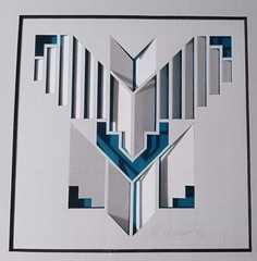 Framed 3D Paper Phoenix Bird Signed Art Abstract Sculpture Geometric Deco 8.5″