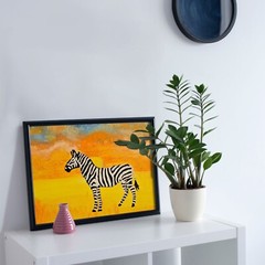Zebra Painting Sunset Animals Original Oil Painting Nursery Wall Art