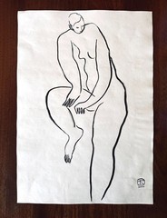 Sanyu Style Nude Female Chinese French ink drawing art deco Chang Yu 常玉 erotic