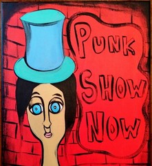 PUNK SHOW NOW RED EXPRESSIONISM PAINTING STRETCHED CANVAS..11 X 14 BY: JORDO