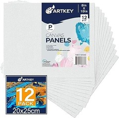 Artkey 12-Pack 8×10″ Primed Cotton Canvas Boards for Acrylic & Oil Painting