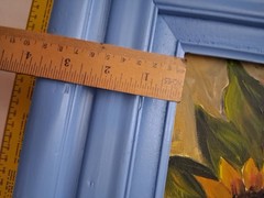 Sunflower flowers Oil &Acrylic Painting Vtg wood frame 18″x16″ shabby chic OOAK