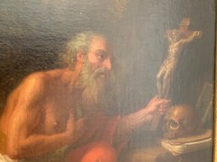 Italian Old Master 17th Century Original Antique Painting Penitent Saint Jerome