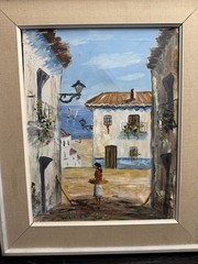 Vtg Mid-Century Med St Oil Painting Signed Wilder18”x15”