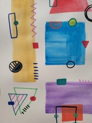 Elvi Abstract Art 11×14 Painting on Heavy Paper Mixed Media Modern Art