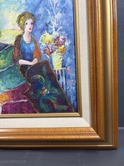 Two Women Vintage oil Painting signed T. Denver 15×13