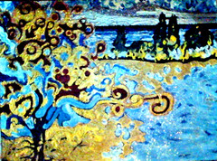 Original painting The Tree Landscape abstract impressionist 18x24x1 large by pb