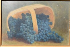 Nice Older Still Life Painting, Blueberries in Basket (JC275) chalice co