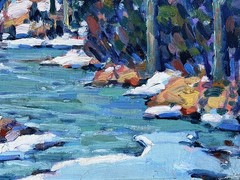 Impressionist Woodstock December landscape John W Bentley 1880-1951, listed NY