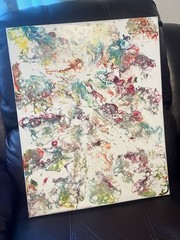 Acrylic Swirl White &Primary Oil Painting On Canvas 16 X 20