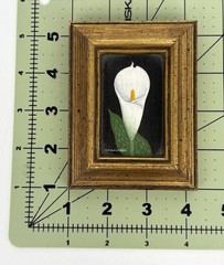 Charles Wehringer Miniature Oil Painting – White Lily, Americana 20th Century