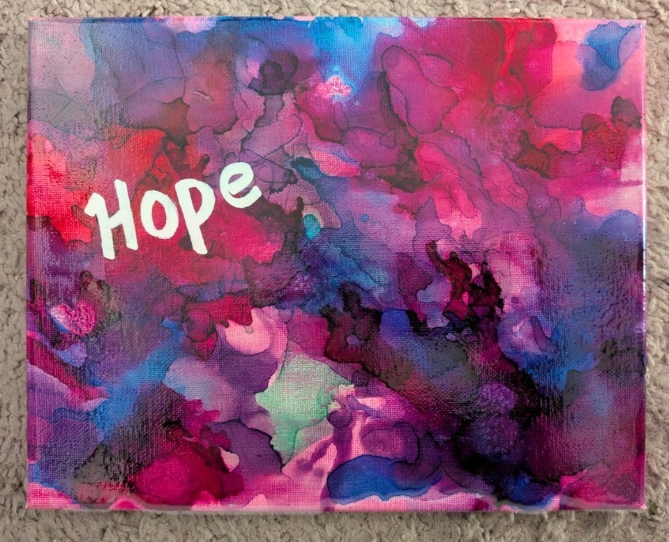 Alcohol Ink Painting on Canvas 8×10 by Janet Clayton. „Hope“