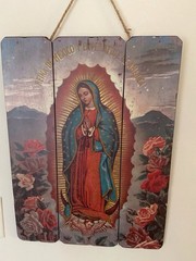 Flooreal Our Lady Of Guadalupepicture Painting, Wood Art, 21 Inches