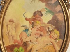 19th Century Oil Painting Picture Amour Moissonneur d apres Francois Boucher