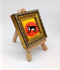 Tuxedo Cat Mini Oil Painting, Framed Original Cat Art, Hand-Painted Kitten Decor