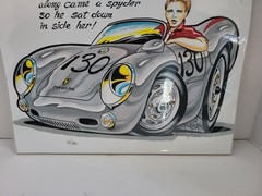 Original James Dean Porsche 550 Spyder Caricature Art numbered and signed!