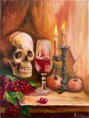 Halloween Decor, Original Painting oil, 9×12 inches, Horror Art, Wall Art Decor