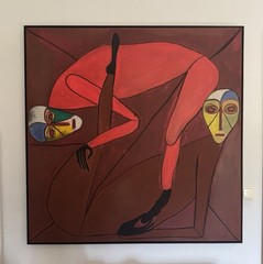 Acrylic Paints and Charcoal, Framed, 120 x 5 x 120 cm