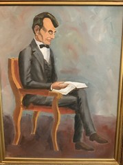 ORIGINAL OIL ON BOARD PAINTING BY TOM BURKHARDT ABRAHAM LINCOLN