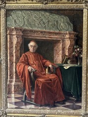 ANTIQUE MASTERFUL PORTRAIT PAINTING CARDINAL RELIGIOUS ICON INTERIOR LISTED OIL