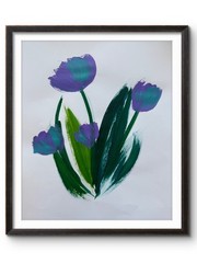 Purple Tulips in the Meadow 11×114 Original Art #56 PAPER Fine Art