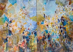Set Of 2 Small Original Acrylics , “Study:Sacred Shards” Abstract Art 2 5x7s