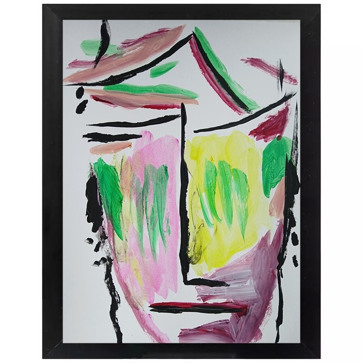ABSTRACT /EXPRESSIONISM 9 x12 Abstract Face Modern Street ART Colorful Painting