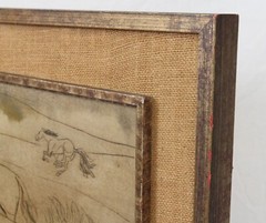 Charles Malcolm Campbell 1960’s Line Drawing Oil Painting Listed Artist Horses