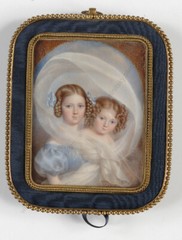 Rodolphe Bell (d. 1849) „Two little sisters“, important miniature!!, ca.1830 (m)