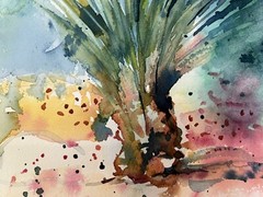 Original Painting, 12×16 Very Tropical Palm Trees Abstract Unframed OOAK