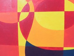 Contemporary abstract painting on board hard edge style art student work
