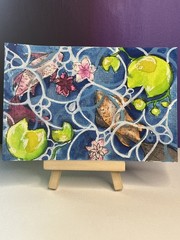 Original 4”x6” Artwork Koi Lilypad Water Fish Pond Bubbles by ShortbusExpress