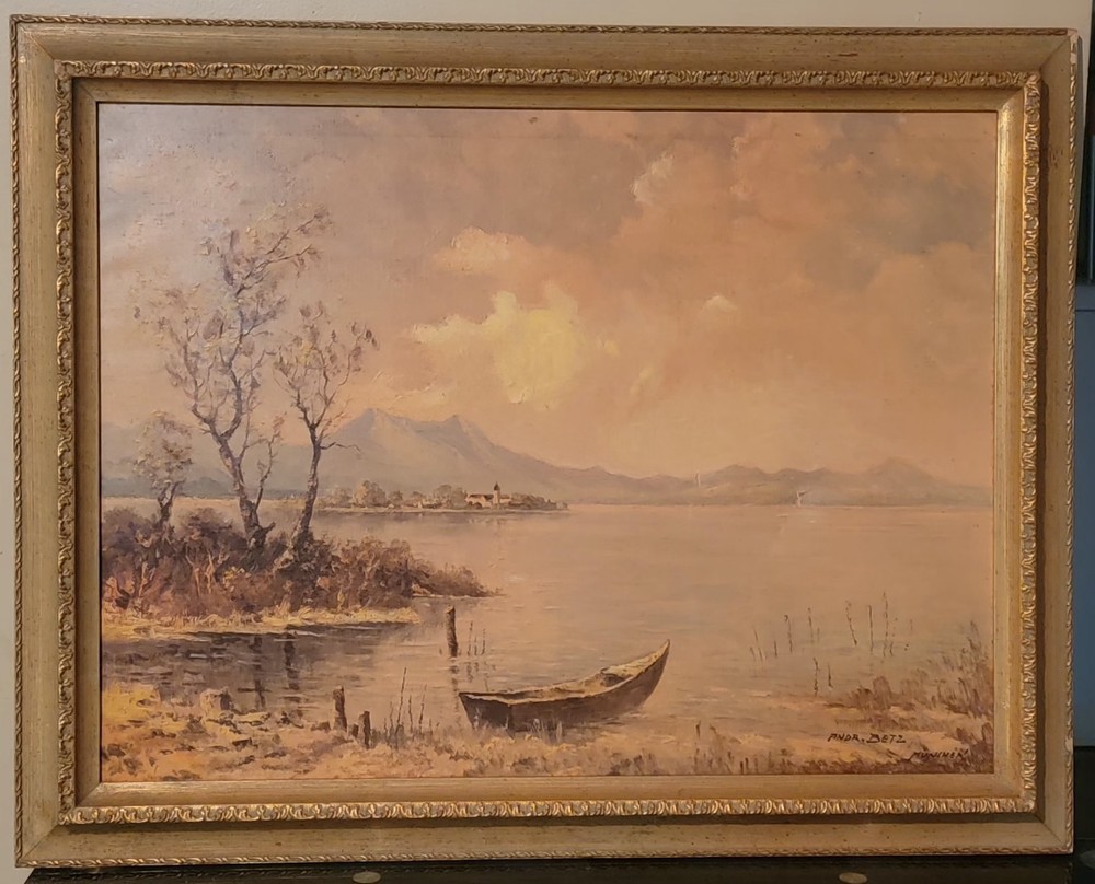 ORIGINAL ANDR. BETZ OIL ON CANVAS PAINTING SIGNED 30X37″ FRAMED VERY OLD…