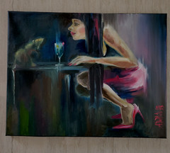 Original Oil on canvas painting* 14 x 18 in, signed*Birthday*