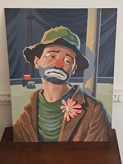 Vintage Emmett Kelly Clown Paint-By-Number Painting Mid Century Modern