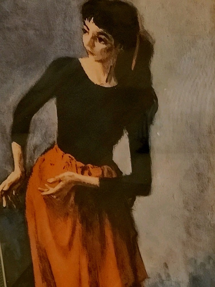 Dancer In Red Moses Soyer Oil on Canvas Framed Print 27′ By 16′- Magnificent Art