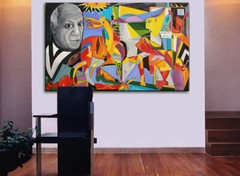 78″-REMEMBER PICASSO – GUERNICA ORIGINAL cubist painting oil on canvas by ANNA