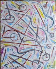 THE OTHER abstract new original 8×10 canvas oil painting signed Crowell