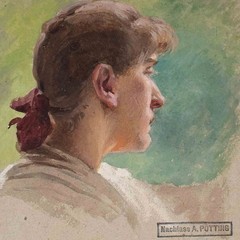 Art Nouveau Adrienne von Pötting Woman Portrait Study Estate Oil Painting Cardboard