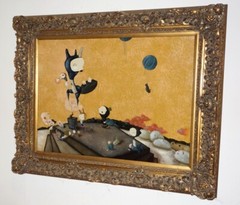 „Where owl perched pockets hold all the souvenirs“ original painting by Lola